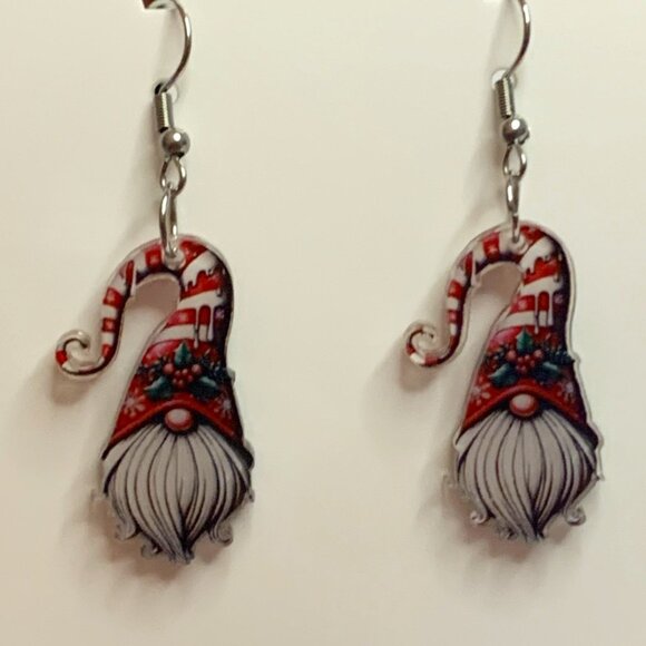 Gnome Earring, Elf Earring, Dwarf Earring, Candy Cane Earring, Christmas Earring - Picture 1 of 4